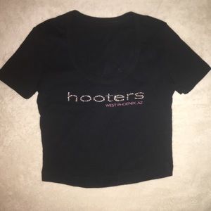 Hooters Crop Top with Pink Rhinestones